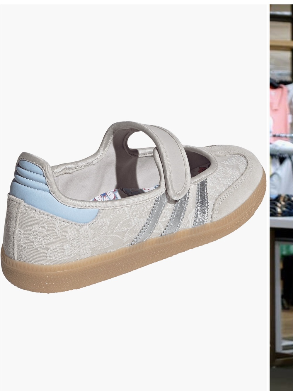 Adidas Mary Jane Sneakers with Velcro Strap - Light Gray by adidas - Picture 2 of 7